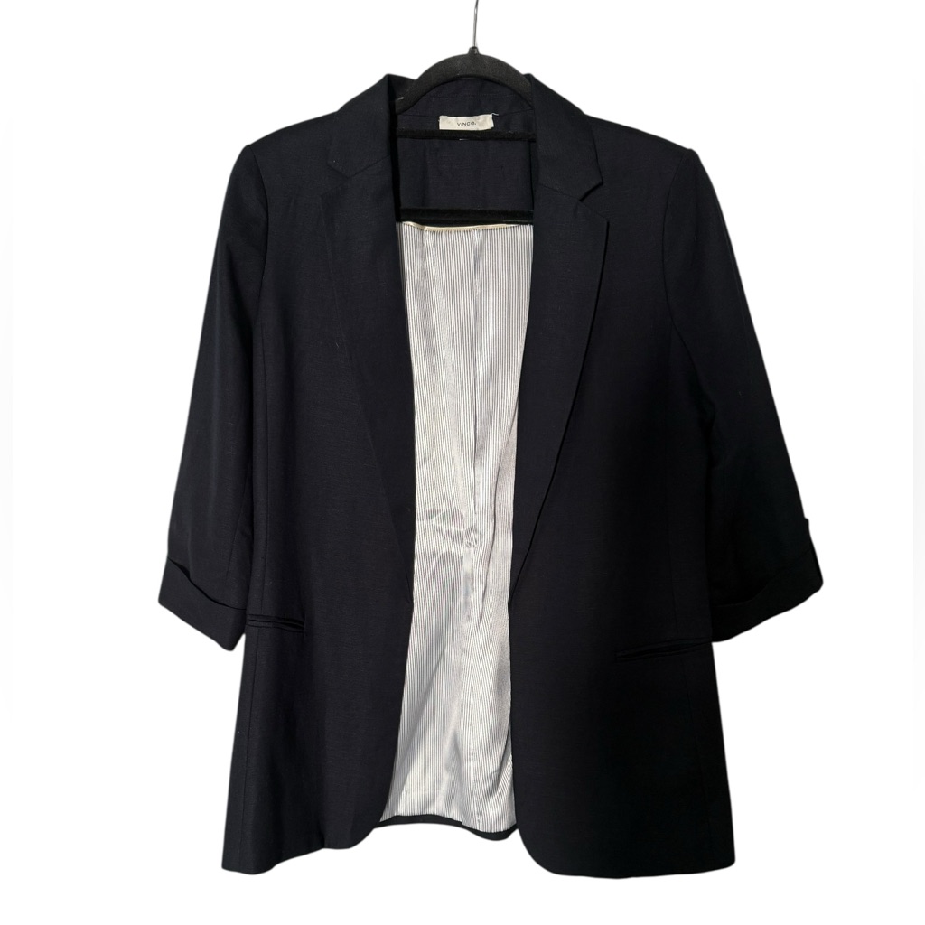 Vince Women’s Linen Blend Dark Blue Blazer - Size Xs - Nwot